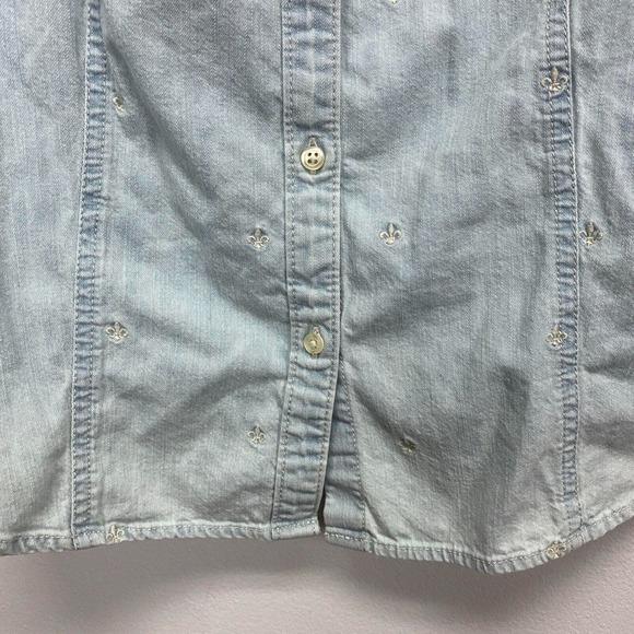 Talbots Womens Plus 16W Embroidered Fluer De Lis Long Sleeve Button Down Shirt - Picture 3 of 9